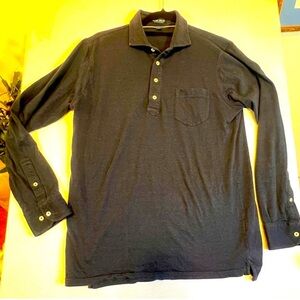 Peter Millar Navy long sleeved Polo Shirt  Knit medium Crown crafted